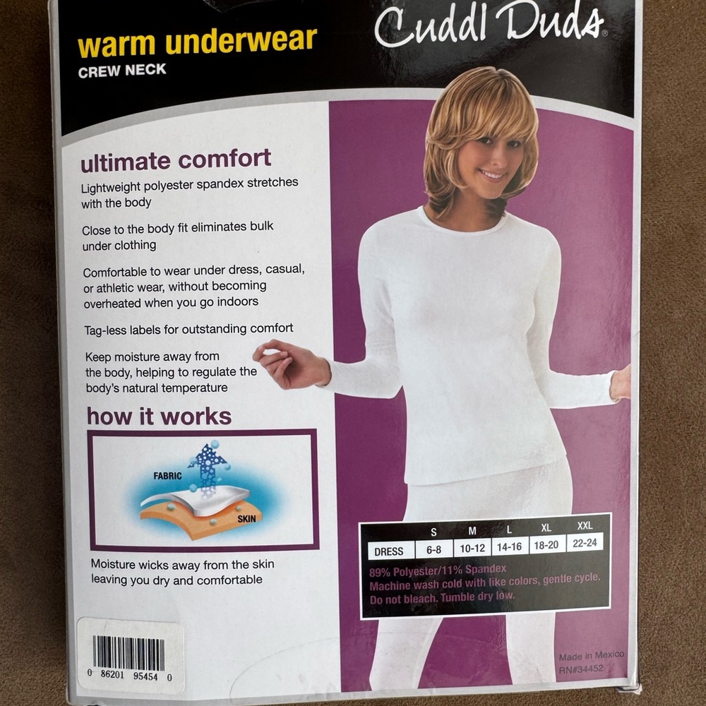 Cuddl Duds White Crew Neck Sweater